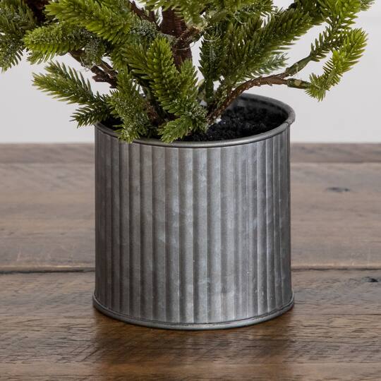 Nearly Natural 18" Unlit Artificial Christmas Tree with Pinecones in Metal Tin Planter